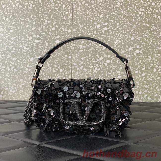 VALENTINO V-logo MINI LOCO sequin and leather bag WA0K53-2