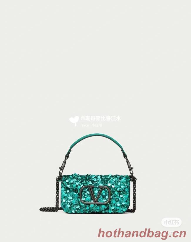 VALENTINO V-logo MINI LOCO sequin and leather bag WA0K53-3