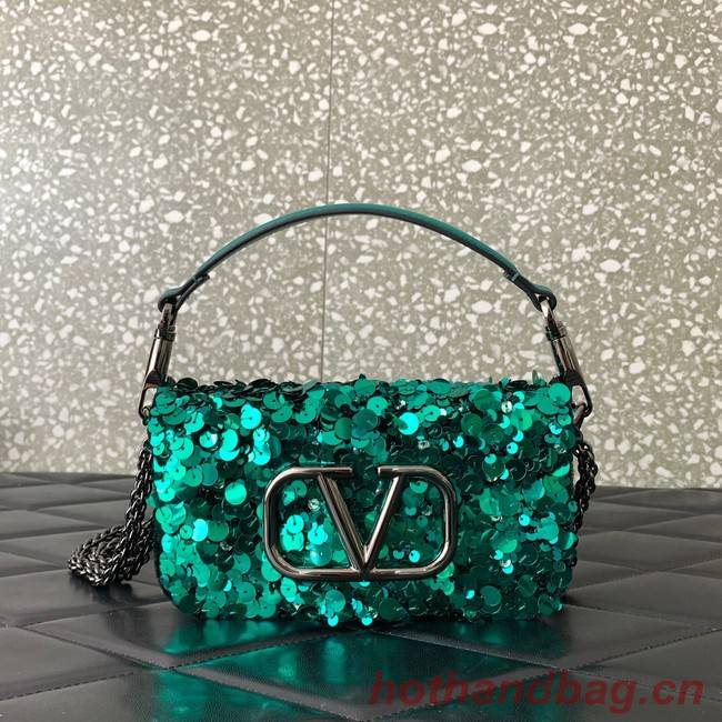 VALENTINO V-logo MINI LOCO sequin and leather bag WA0K53-3