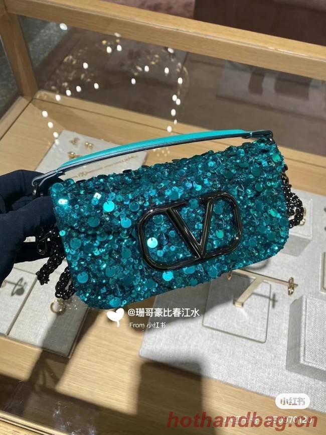 VALENTINO V-logo MINI LOCO sequin and leather bag WA0K53-3