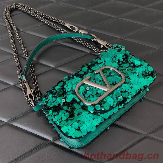 VALENTINO V-logo MINI LOCO sequin and leather bag WA0K53-3