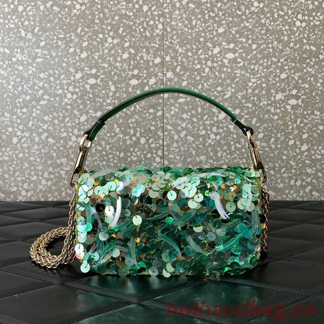 VALENTINO V-logo MINI LOCO sequin and leather bag WA0K53-4