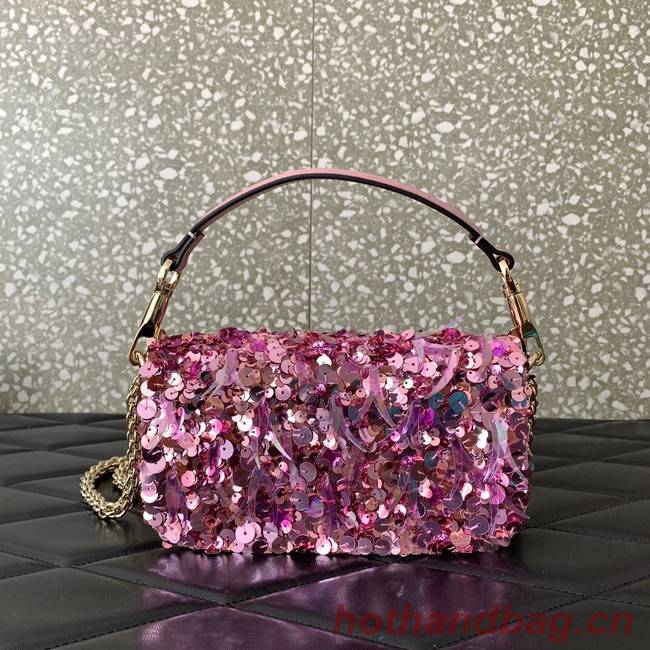 VALENTINO V-logo MINI LOCO sequin and leather bag WA0K53-5