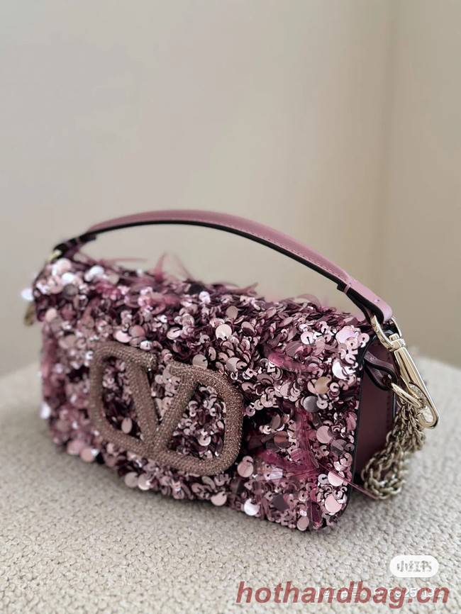 VALENTINO V-logo MINI LOCO sequin and leather bag WA0K53-5