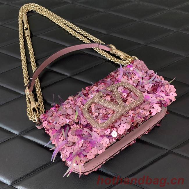 VALENTINO V-logo MINI LOCO sequin and leather bag WA0K53-5