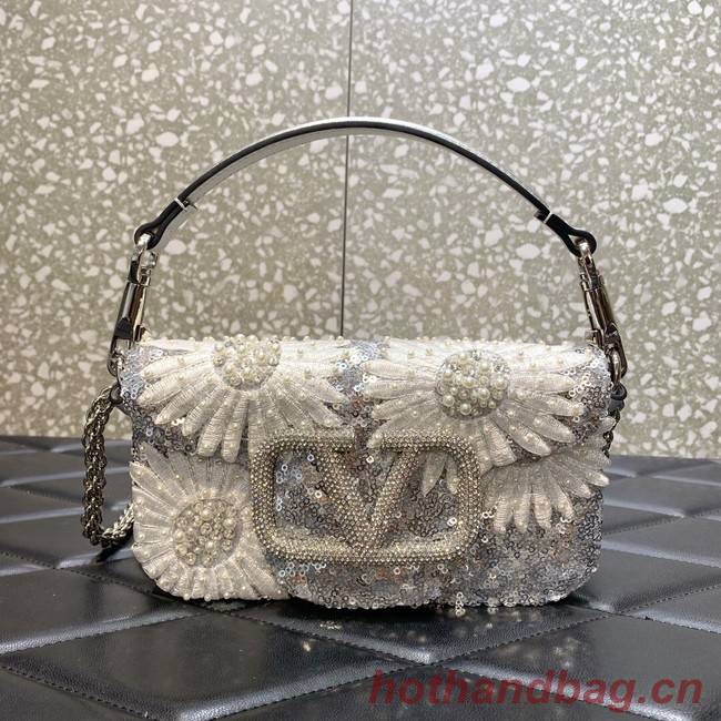 VALENTINO V-logo MINI LOCO sequin and leather bag WA0K53-6