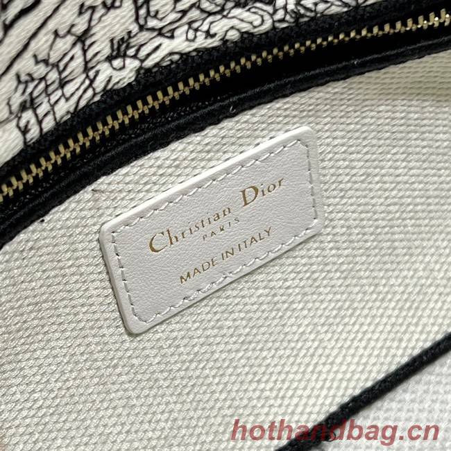 MEDIUM DIOR LADY D-JOY BAG White and Black Plan de Paris Embroidery M0540O