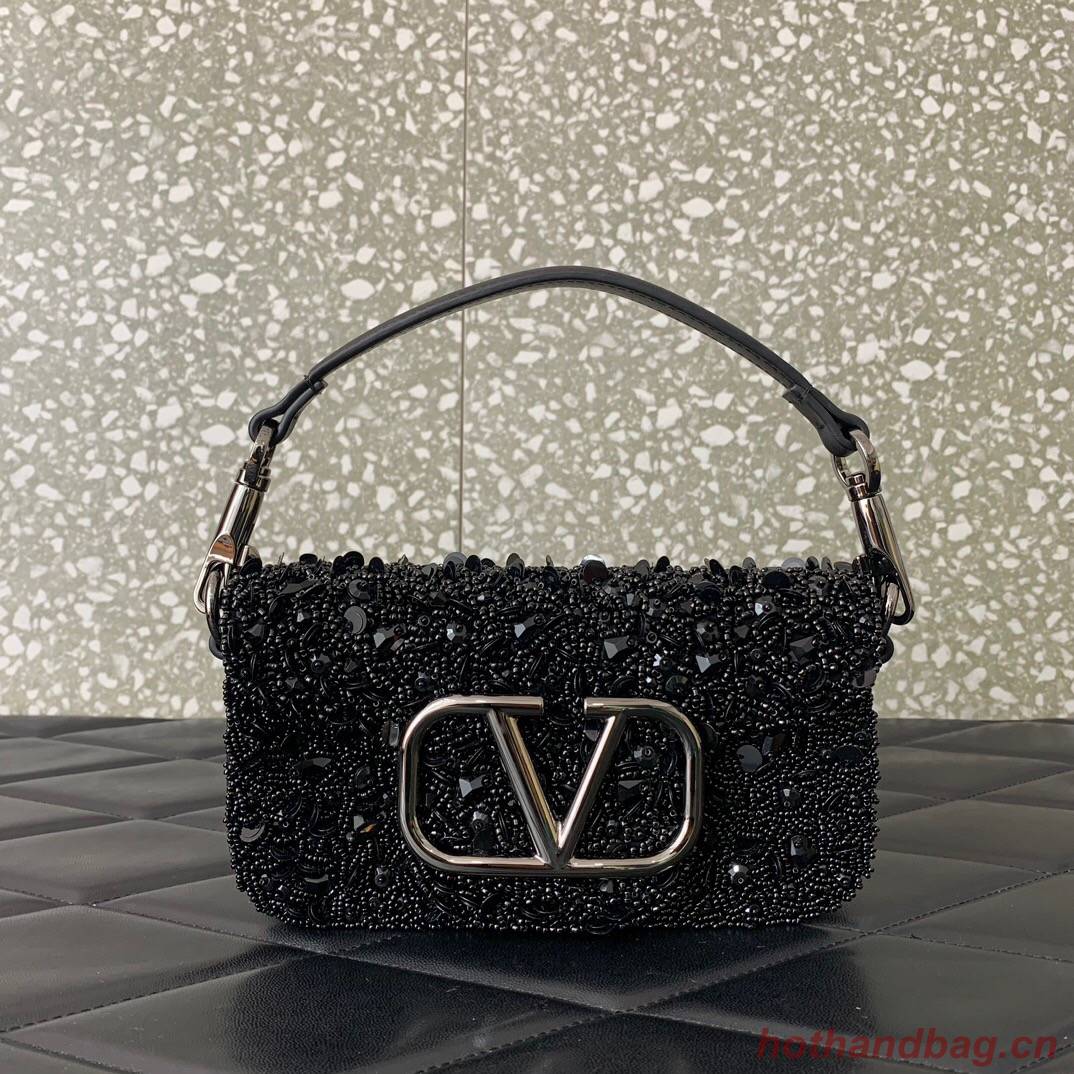 VALENTINO V-logo MINI LOCO sequin and leather bag WA0K53-9