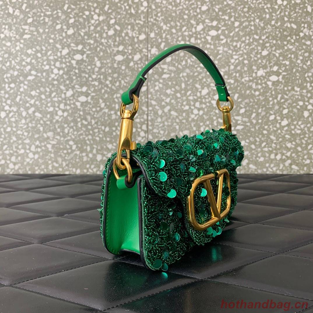 VALENTINO V-logo MINI LOCO sequin and leather bag WA0K53-8