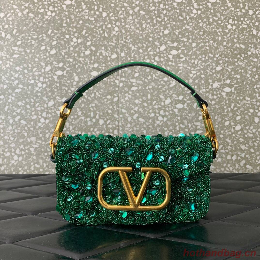 VALENTINO V-logo MINI LOCO sequin and leather bag WA0K53-8