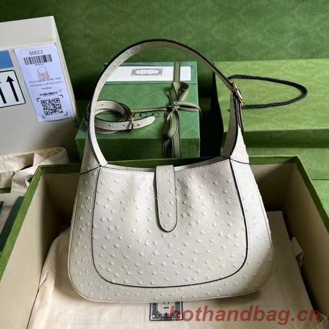 GUCCI JACKIE 1961 SMALL SHOULDER BAG Ostrich pattern 636709 white