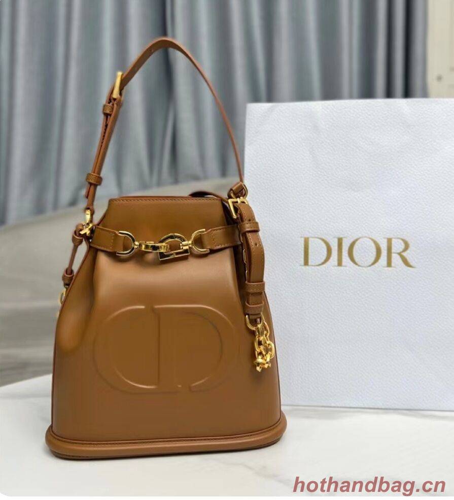 MEDIUM CEST DIOR BAG CD-Embossed Calfskin M2271UBHA  brown