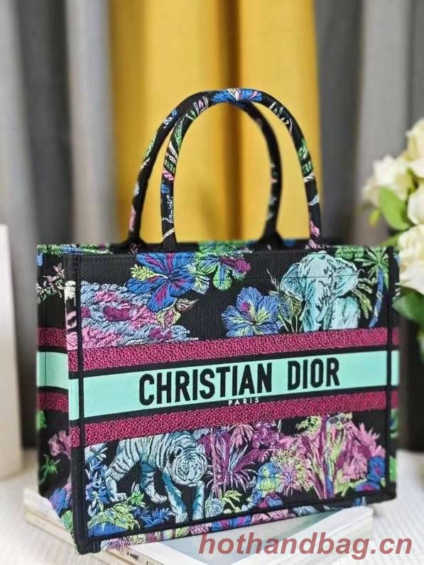 MEDIUM DIOR BOOK TOTE Blue Multicolor Toile de Jouy Voyage Embroidery M1296ZEU