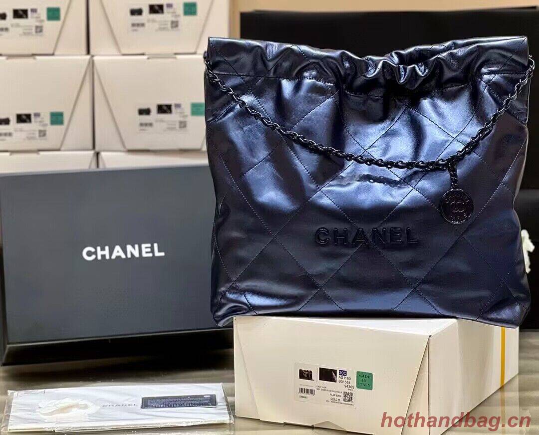 Chanel Calf leather shopping bag AS3261 Navy Blue