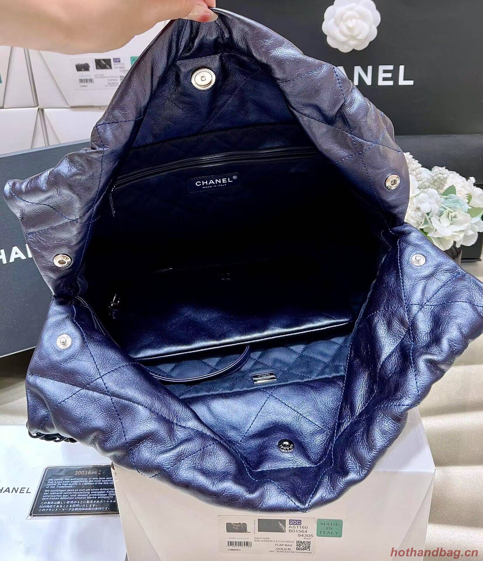 Chanel Calf leather shopping bag AS3261 Navy Blue