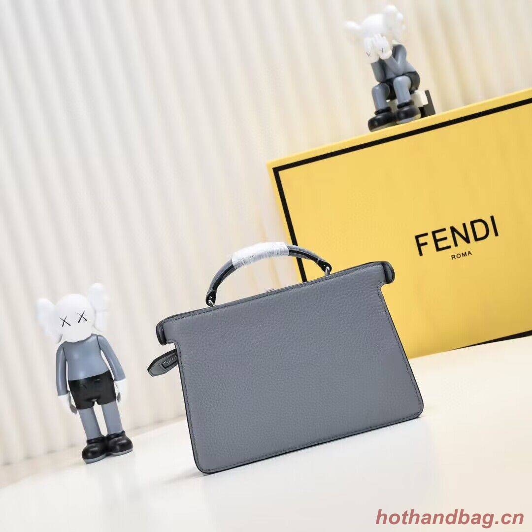 Fendi Peekaboo ISeeU XCross Small Original Leather Bag 2317 Light Gray