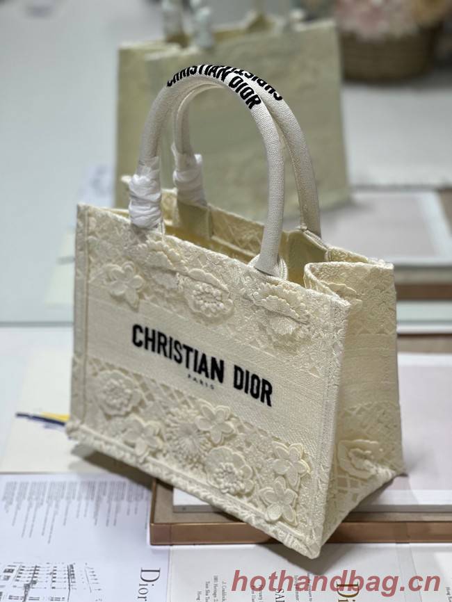 SMALL DIOR DIOR BOOK TOTE D-Lace Embroidery M1296ZRG-1