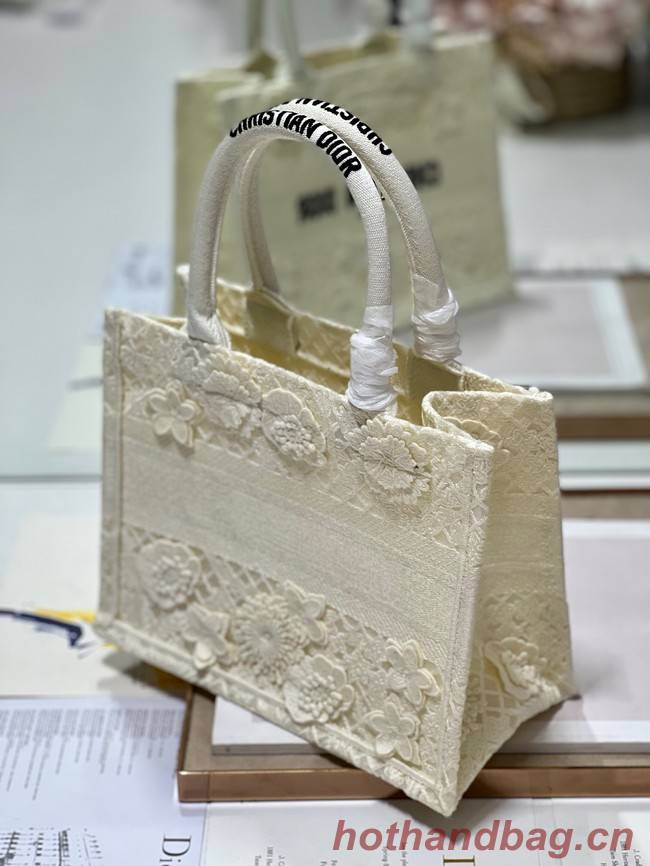 SMALL DIOR DIOR BOOK TOTE D-Lace Embroidery M1296ZRG-1