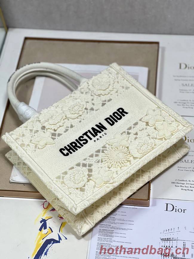 SMALL DIOR DIOR BOOK TOTE D-Lace Embroidery M1296ZRG-1