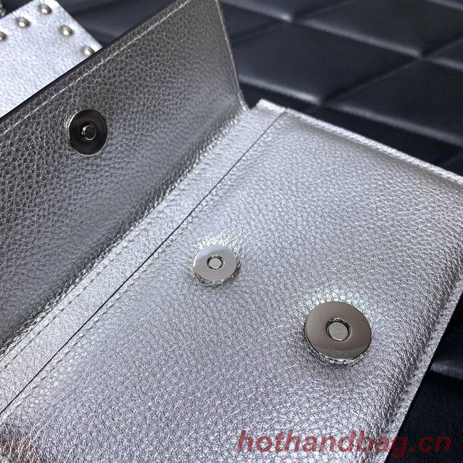 VALENTINO Garavani Rockstud Calfskin Clutch WP0P86R silver