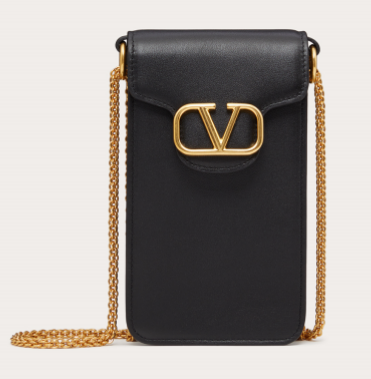 VALENTINO LOCO calf leather chain phone case WP0Z11 black