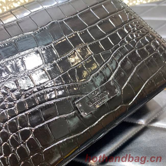 VALENTINO VSLING small Crocodile pattern Shoulder bag WB0F53 black