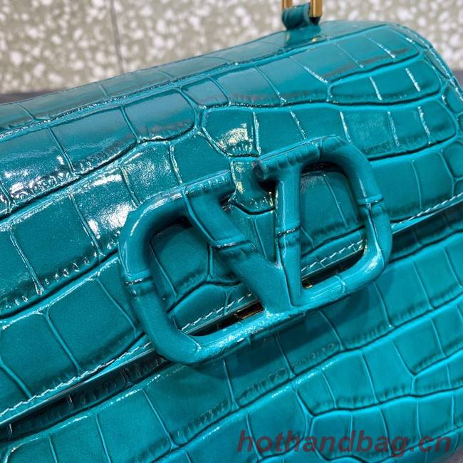 VALENTINO VSLING small Crocodile pattern Shoulder bag WB0F53 blue