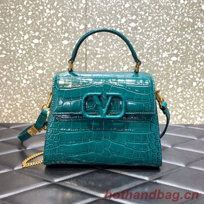 VALENTINO VSLING small Crocodile pattern Shoulder bag WB0F53 blue