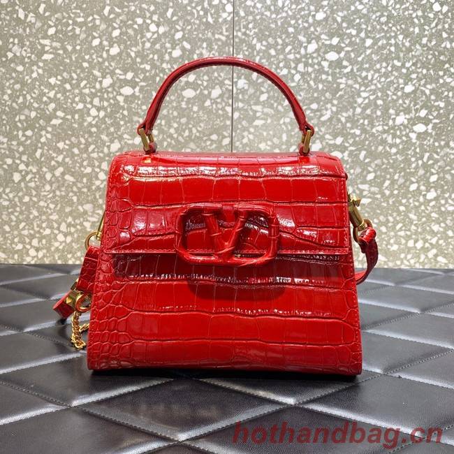 VALENTINO VSLING small Crocodile pattern Shoulder bag WB0F53 red