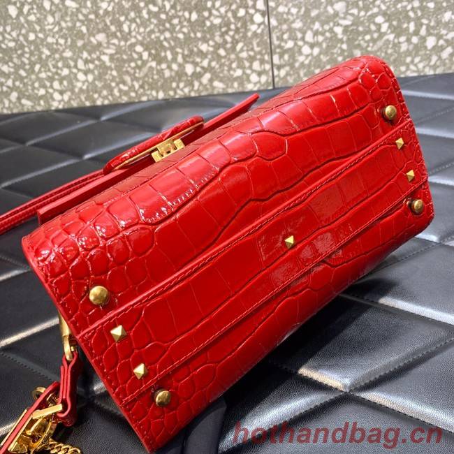 VALENTINO VSLING small Crocodile pattern Shoulder bag WB0F53 red