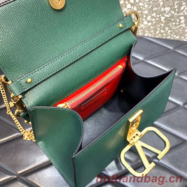 VALENTINO VSLING small Grain calf leather Shoulder bag WB0F53 blackish green