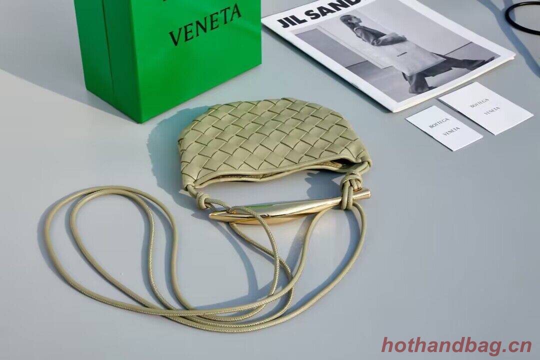 Bottega Veneta Sardine Intrecciato Gold Hardware Handle Bag 744267 Gray Green