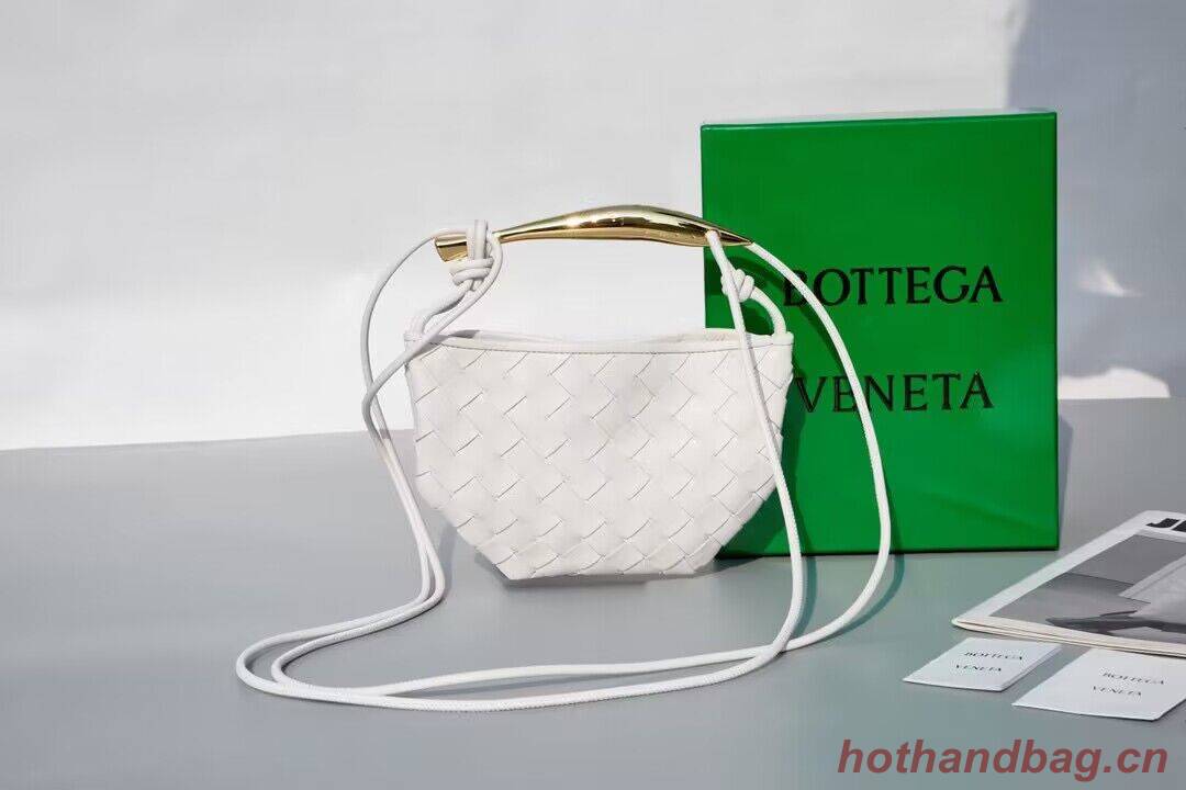 Bottega Veneta Sardine Intrecciato Gold Hardware Handle Bag 744267 White