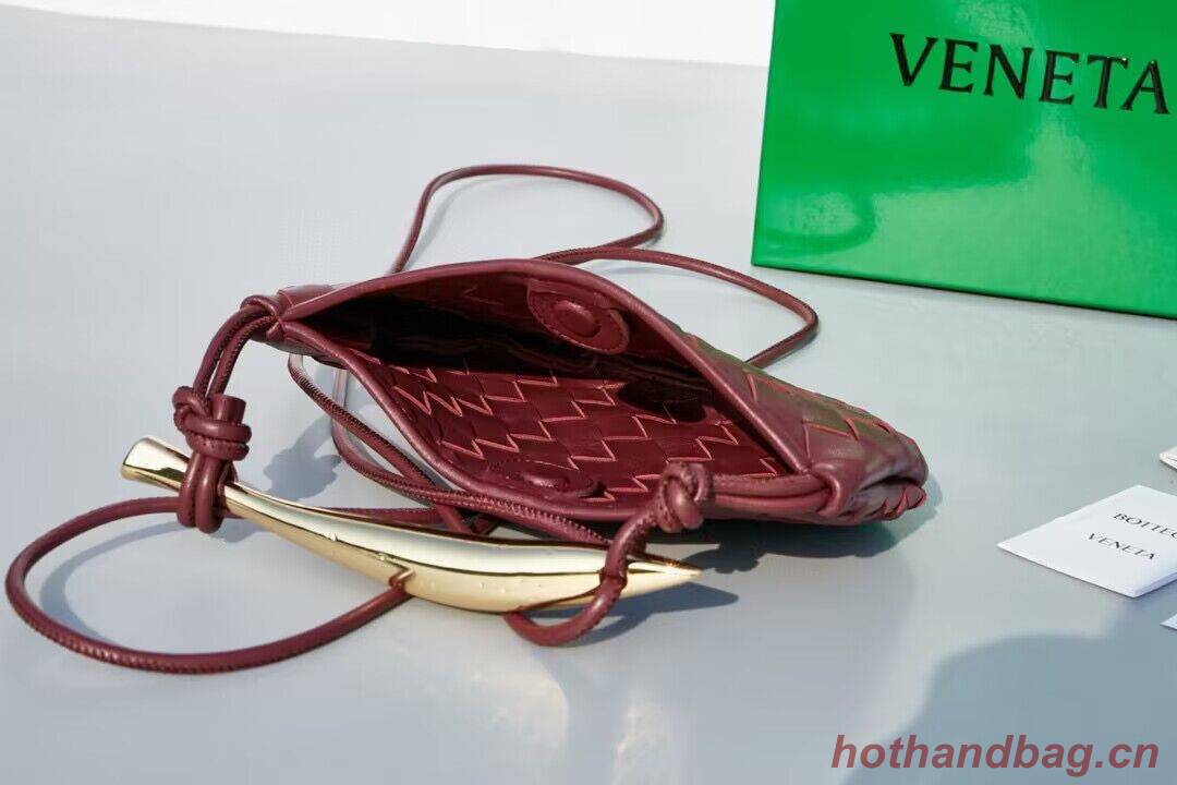 Bottega Veneta Sardine Intrecciato Gold Hardware Handle Bag 744267 Wine