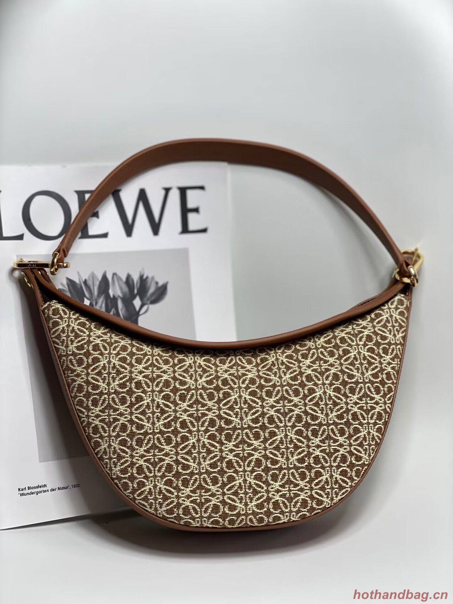 Loewe Original Leather Shoulder Handbag 3073 Brown Embroidery