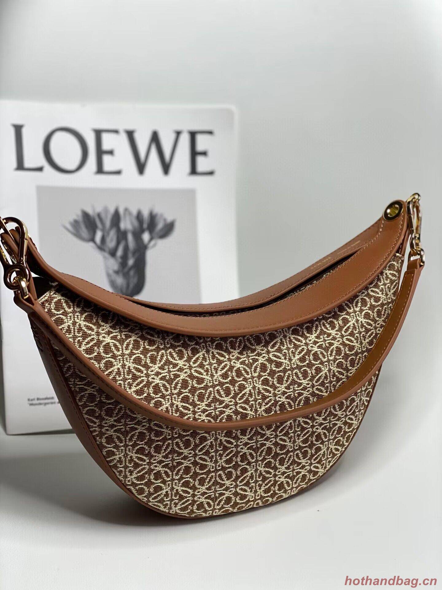 Loewe Original Leather Shoulder Handbag 3073 Brown Embroidery