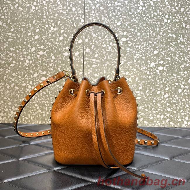 VALENTINO VLOGO SIGNATURE Lambskin nano Bucket Bag 0319 brown