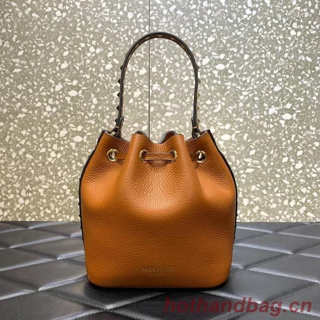 VALENTINO VLOGO SIGNATURE Lambskin nano Bucket Bag 0319 brown