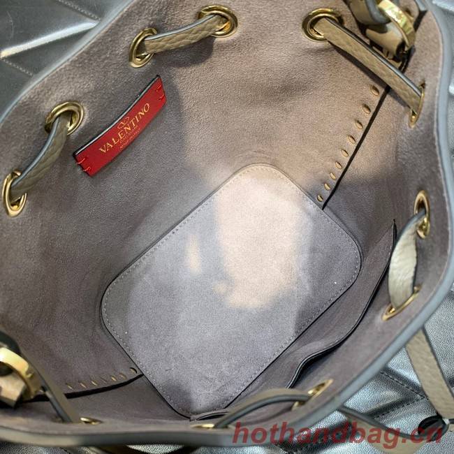 VALENTINO VLOGO SIGNATURE Lambskin nano Bucket Bag 0319 gray