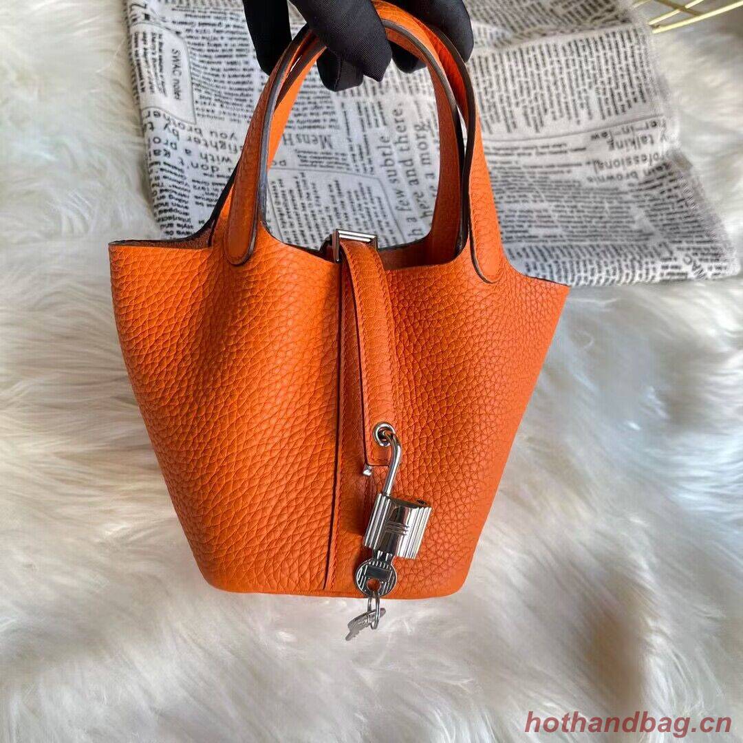 Hermes Mini Picotin 14 Lock Bags Original Togo Leather PL5302 Orange