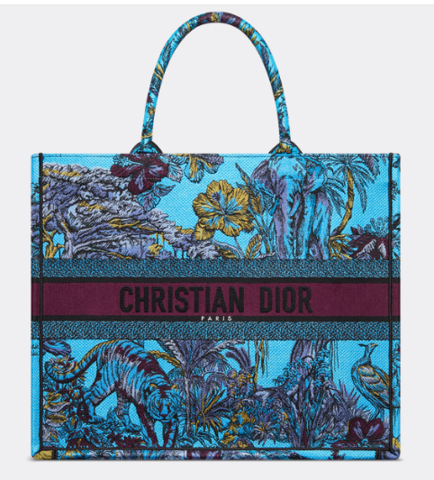 LARGE DIOR BOOK TOTE Celestial Blue Multicolor Toile de Jouy Voyage Embroidery M1286ZEUP