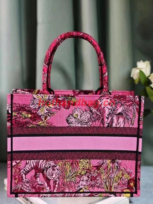 MEDIUM DIOR BOOK TOTE Fuchsia Multicolor Toile de Jouy Voyage Embroidery M1296ZEUP