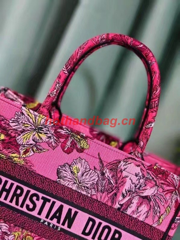 MEDIUM DIOR BOOK TOTE Fuchsia Multicolor Toile de Jouy Voyage Embroidery M1296ZEUP