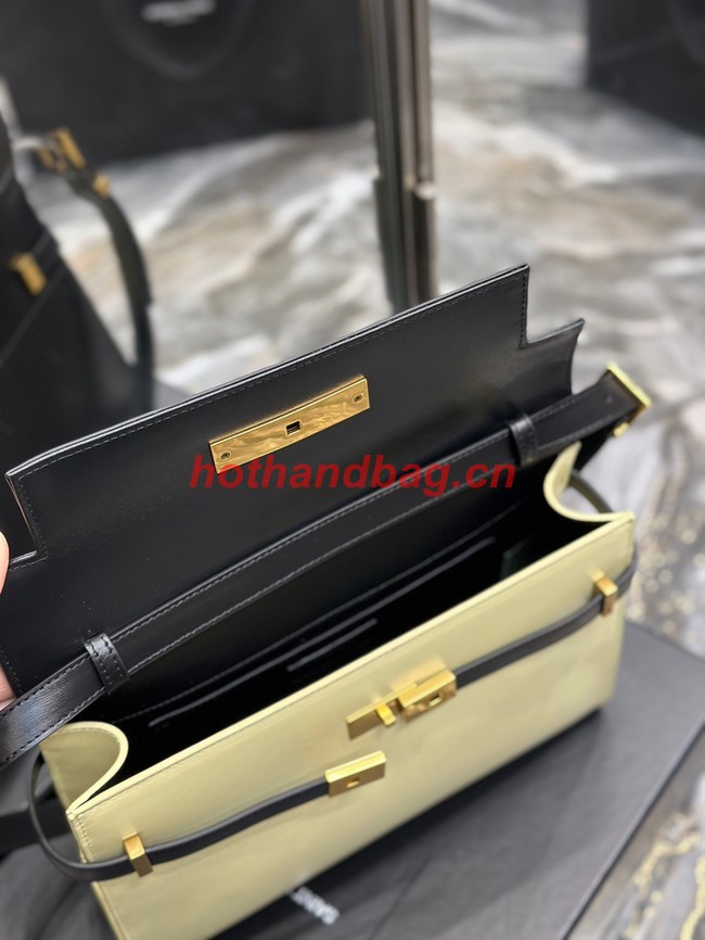 SAINT LAURENT MANHATTAN SHOULDER BAG IN SHINY LEATHER 579271 black&yellow