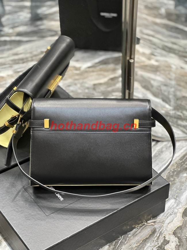 SAINT LAURENT MANHATTAN SHOULDER BAG IN SHINY LEATHER 579271 black&yellow