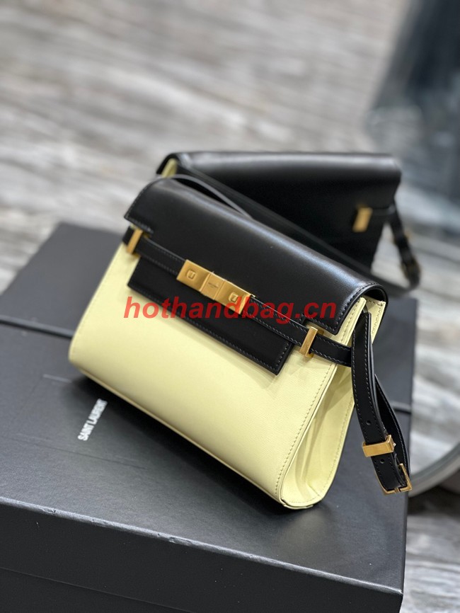 SAINT LAURENT MANHATTAN SMALL SHOULDER BAG IN LEATHER 675626 black&yellow