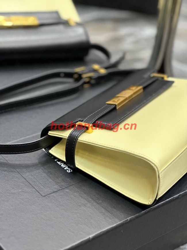 SAINT LAURENT MANHATTAN SMALL SHOULDER BAG IN LEATHER 675626 black&yellow