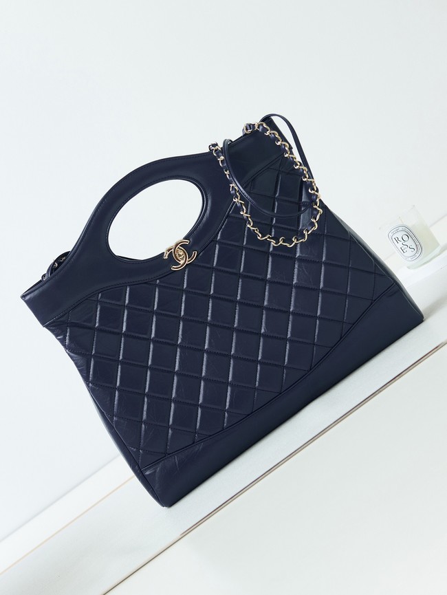 CHANEL 31 LARGE SHOPPING BAG AS1010 dark blue