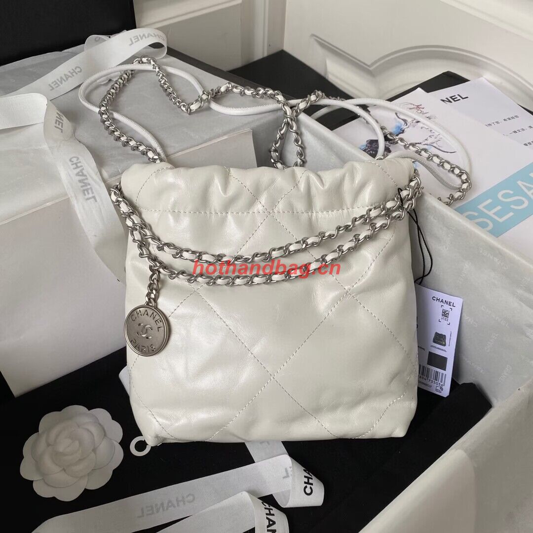 CHANEL 22 MINI HANDBAG AS3980 white & Silver Tone