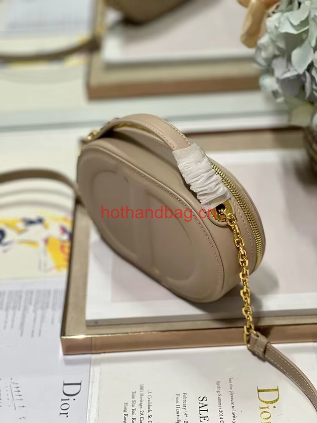 CD SIGNATURE OVAL CAMERA BAG Caramel Beige Calfskin with Embossed CD Signature S2201UMFV